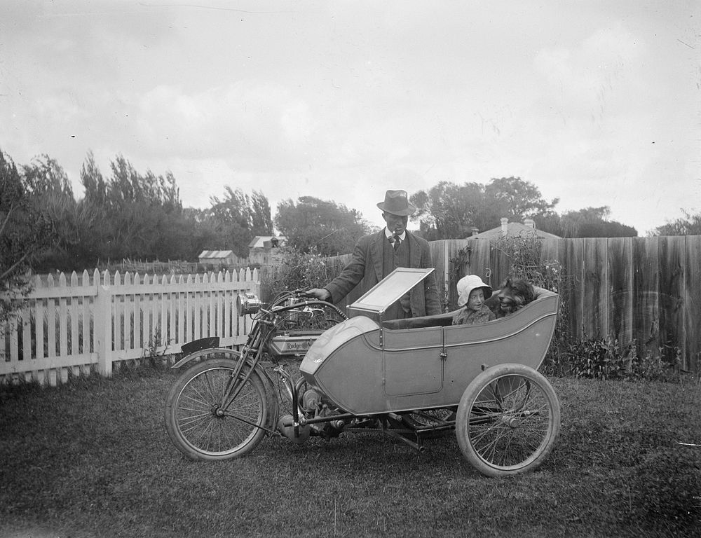 Me with the motorbyke [sic] (circa 1910) by Fred Brockett.