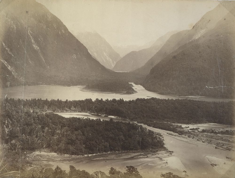 Milford Sound - Distant view of Lake Ada by Burton Brothers.