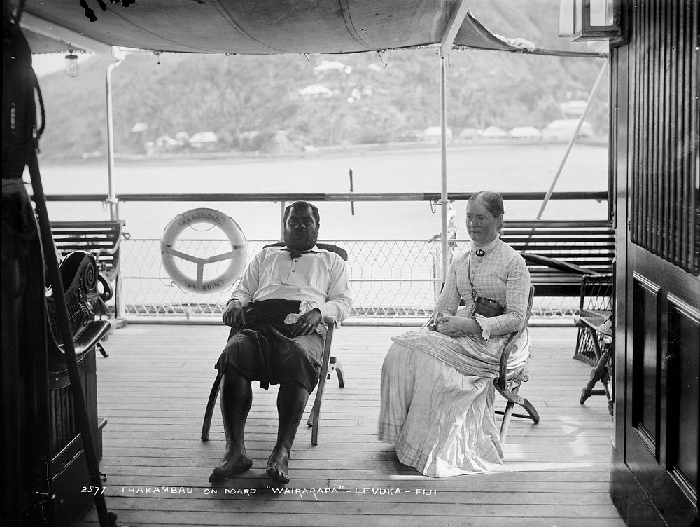 Thakambau [sic] On Board "Wairarapa", Levuka, Fiji (1884) by Burton Brothers and Alfred Burton.