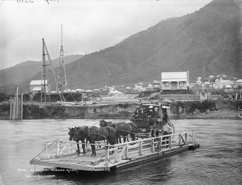 Te Aroha, Thames [Waihou] River (circa 1884) by Burton Brothers.