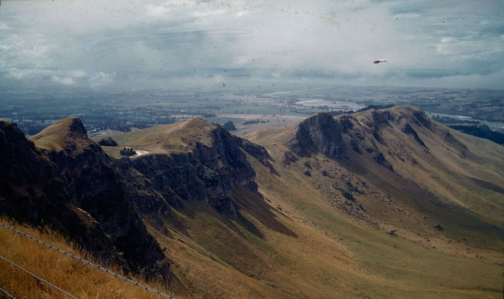 Limestone escarpment of the northern end of Kohinurakau Range looking NNE from Te Mata trig ... (09 December 1961) by Leslie…