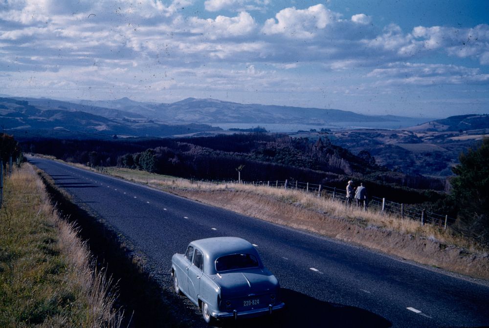 The return journey, The Dunedin - Waitati motorway with Blueskin Bay in distance (24 March 1959-13 April1959) by Leslie…