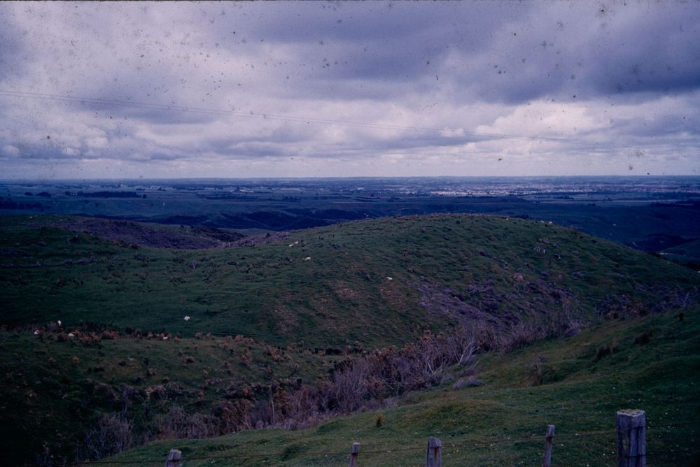 View down over dissected plateau at Otaki formation, from sharp angle of Forest Hill Road .... (24 November 1960) by Leslie…