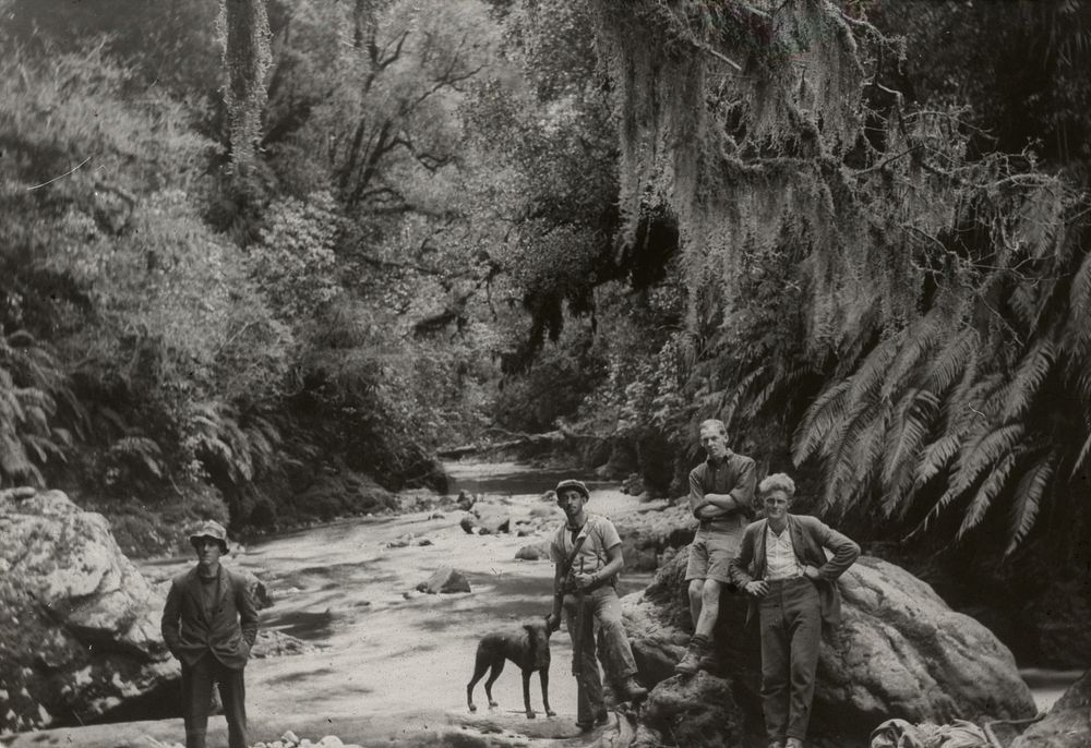 The Ohau Track route into Central Tararuas - Ohau River ... (28 August 1927) by Leslie Adkin.