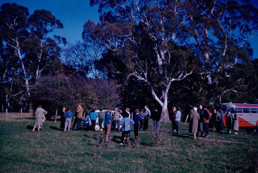 Members of Wellington Archaeological Society at Pirinoa Station, South Wairarapa, on their first excursion (28 May 1961) by…