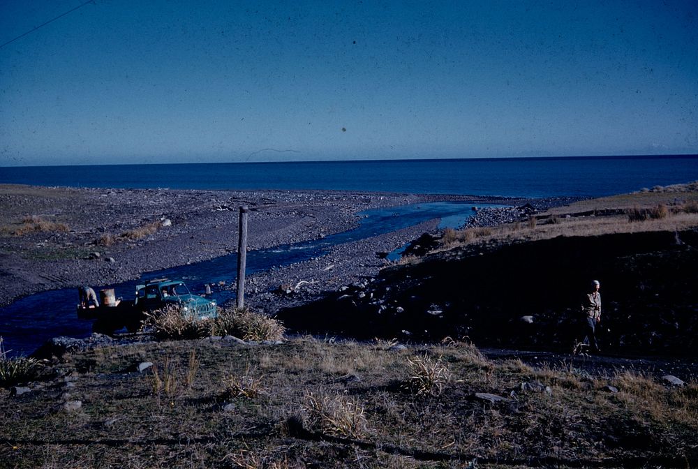 The mouth of the Makotukutuku River showing ancient cooking and artifact manufacturing site ... (28 May 1961) by Leslie…