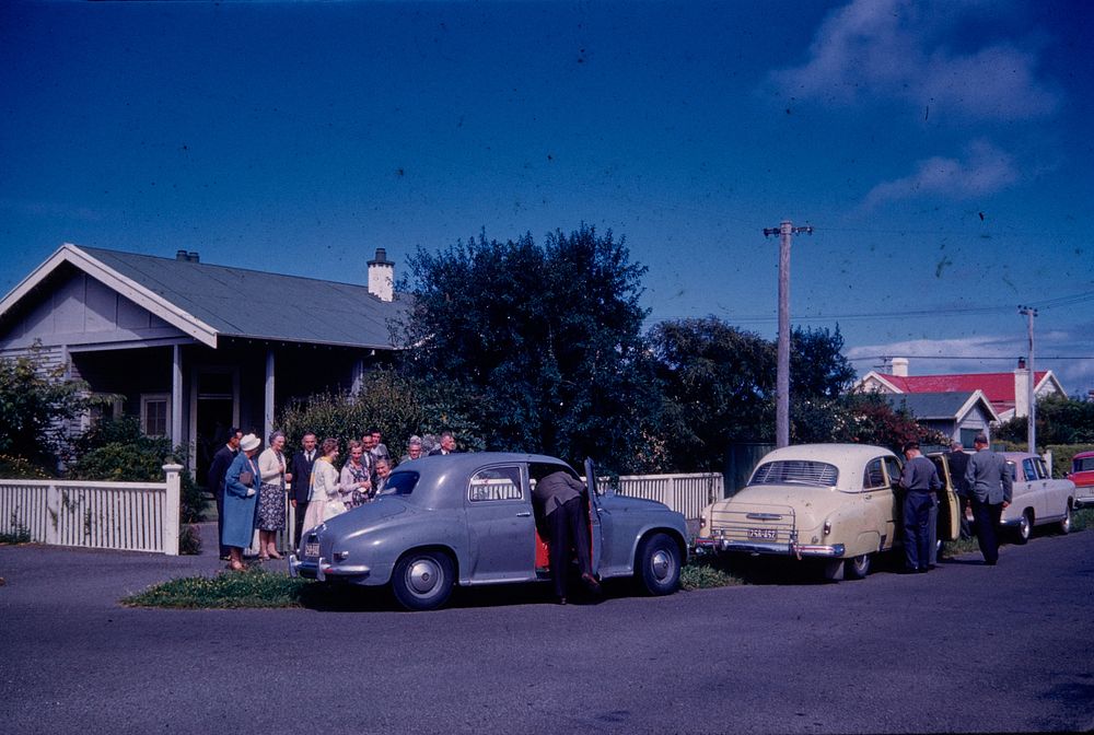 Party assembling at home of Mr & Mrs J Houston, 11 Furlong Street, Hawera (18 February 1961-19 February 1961) by Leslie…