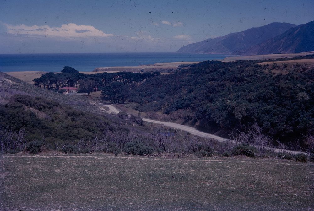 The Rimutaka Range and western side of Palliser Bay ... (21 January 1963) by Leslie Adkin.