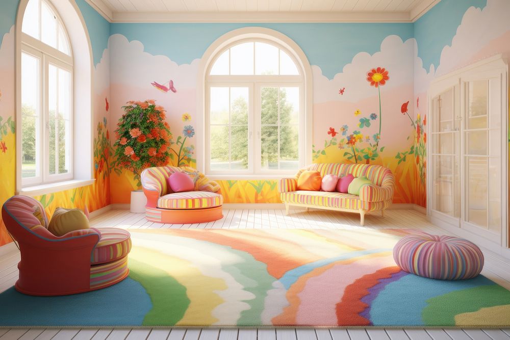 Carpet in playroom architecture furniture building. AI generated Image by rawpixel.