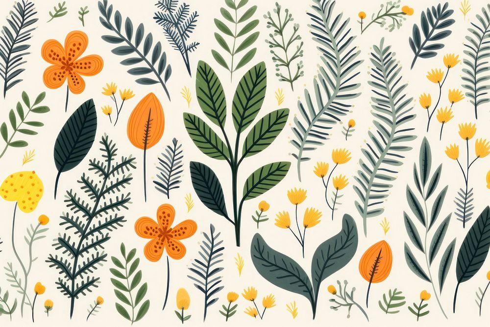 Botanical texure backgrounds pattern drawing. AI generated Image by rawpixel.