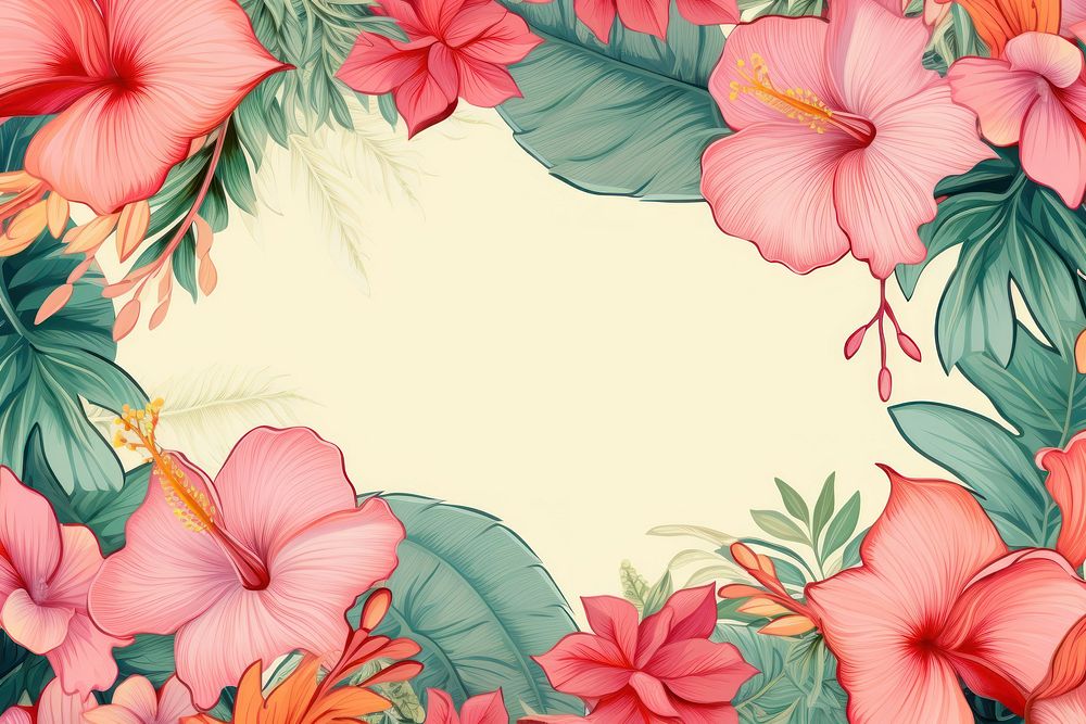 Tropical ornament frame backgrounds hibiscus graphics. AI generated Image by rawpixel.