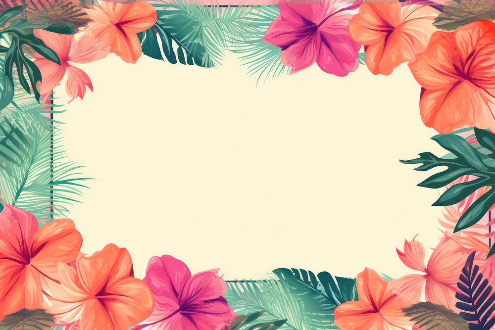Tropical ornament frame backgrounds hibiscus outdoors. AI generated Image by rawpixel.