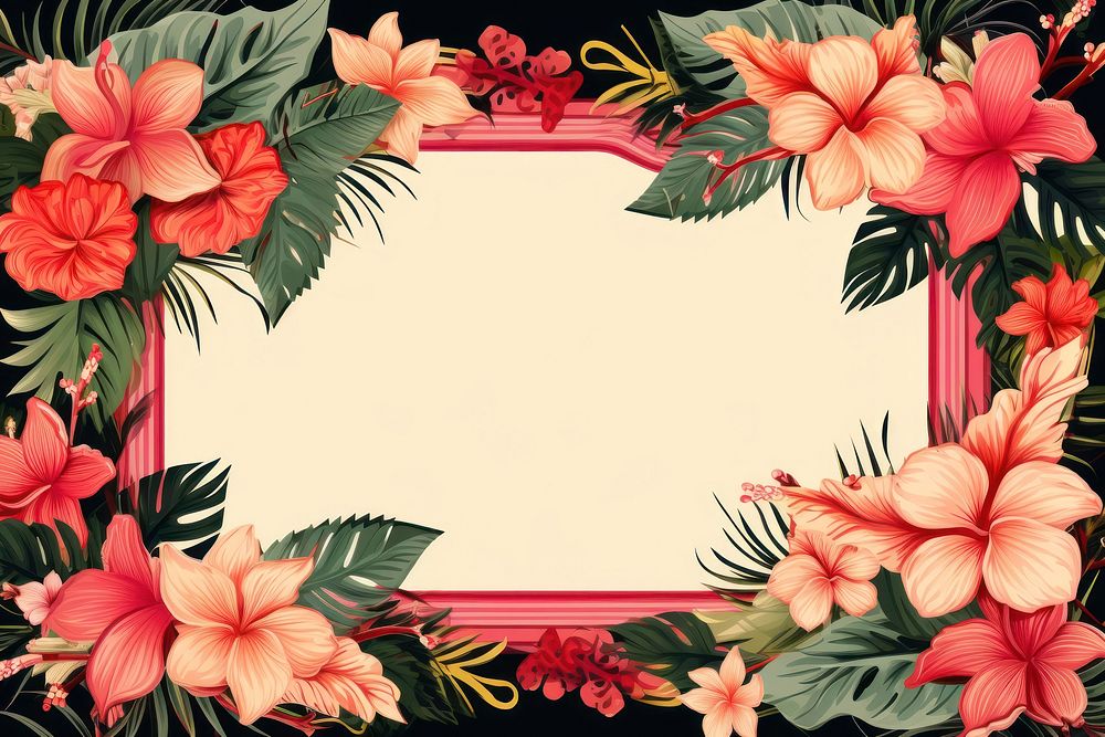 Tropical ornament frame graphics pattern flower. AI generated Image by rawpixel.