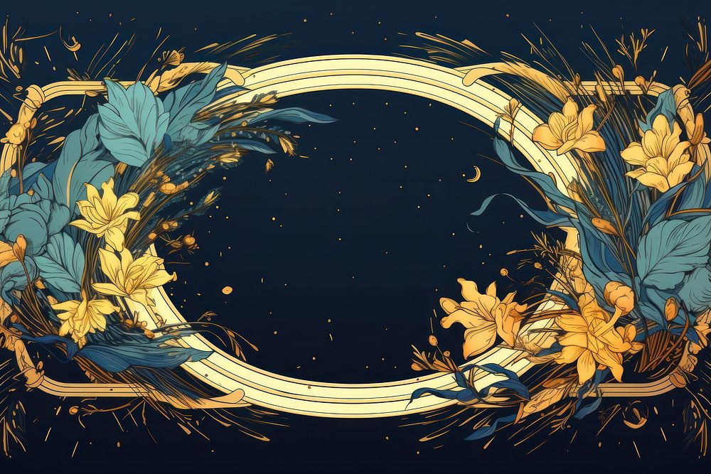Van gogh inspired ornament frame graphics pattern illuminated. AI generated Image by rawpixel.