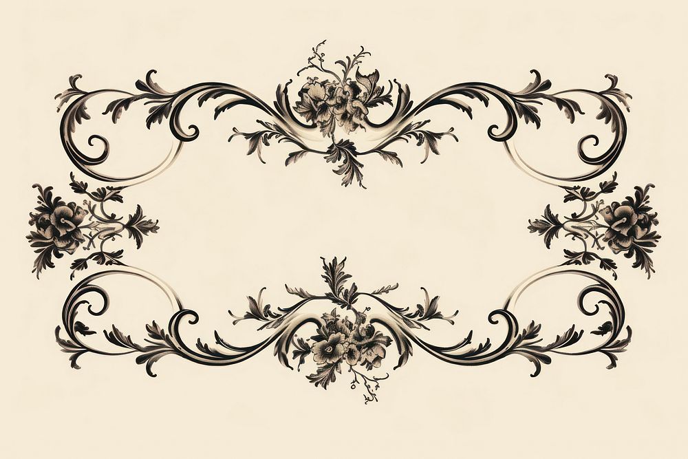 Vintage ornament frame graphic graphics pattern calligraphy. AI generated Image by rawpixel.