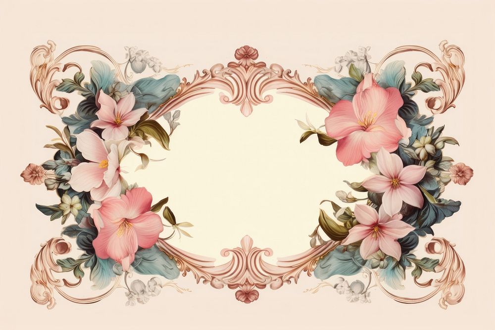Victorian ornament frame graphics pattern flower. AI generated Image by rawpixel.
