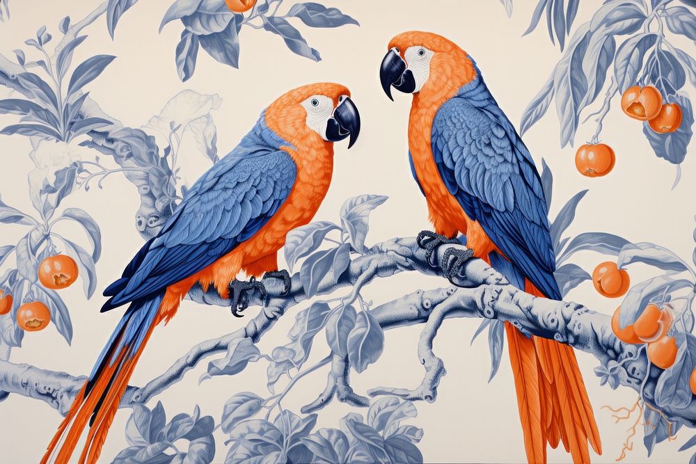 Wallpaper background of parrots animal bird blue. AI generated Image by rawpixel.