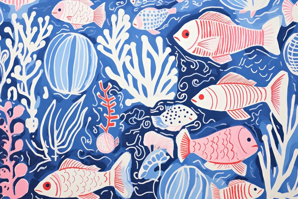 Wallpaper background of ocean fish backgrounds pattern. AI generated Image by rawpixel.