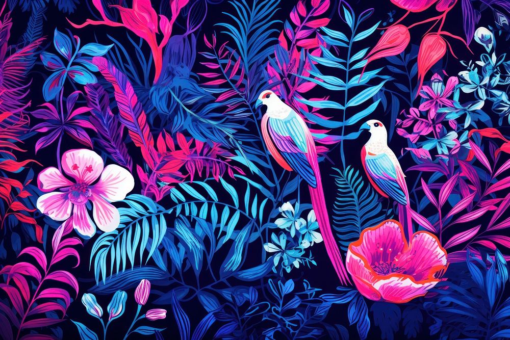 Wallpaper background of tropical animals backgrounds outdoors pattern. AI generated Image by rawpixel.