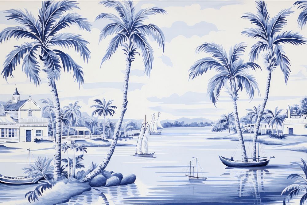 Wallpaper background of palm trees backgrounds outdoors painting. 