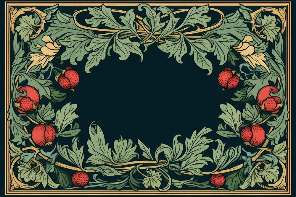 William morris inspired ornament frame backgrounds tapestry graphics. AI generated Image by rawpixel.