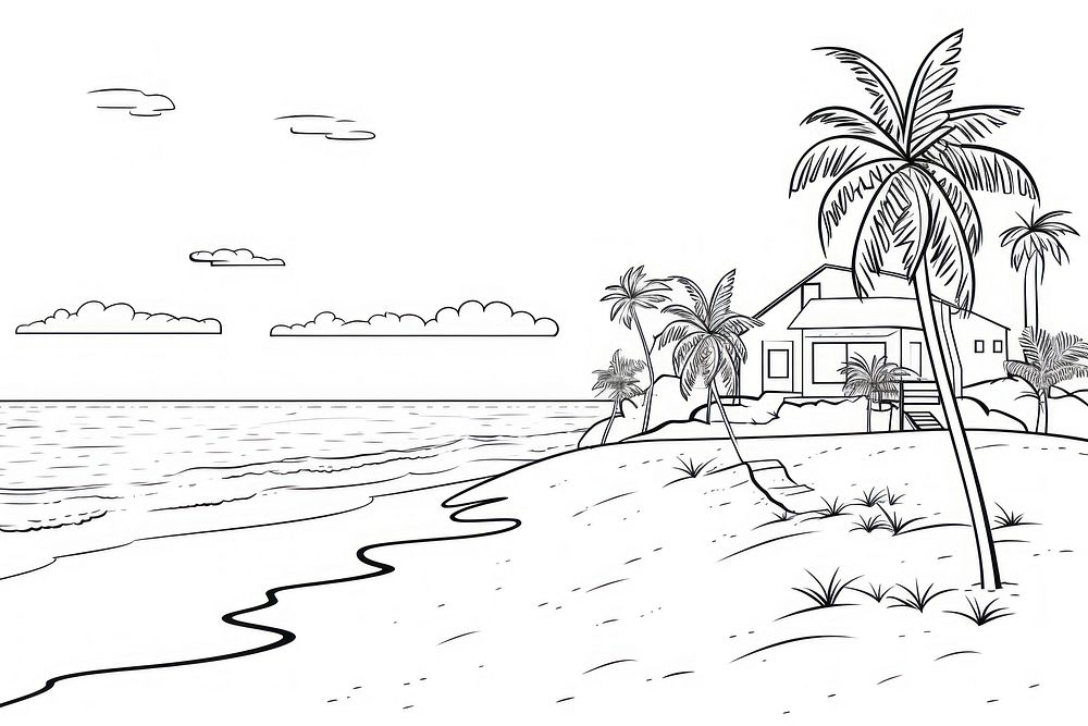 Beach drawing sketch architecture. AI generated Image by rawpixel.