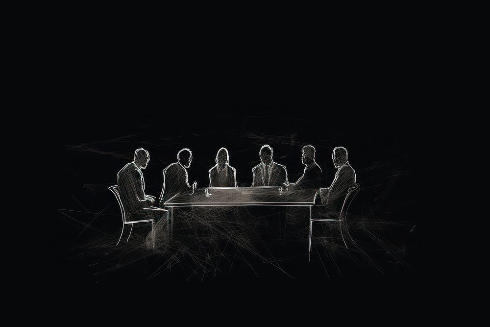 Illustration of a business meeting sitting adult table. AI generated Image by rawpixel.