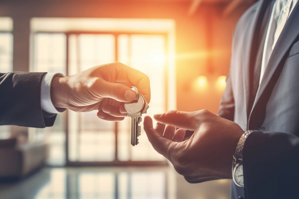 Real estate agent hand key handshake. AI generated Image by rawpixel.