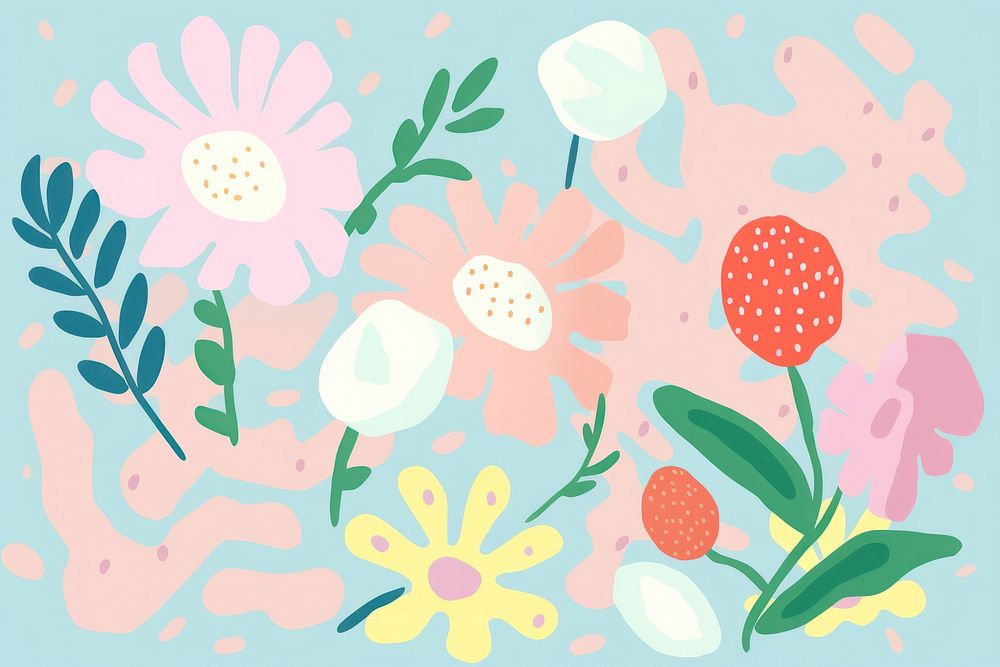 Flower art backgrounds pattern. AI generated Image by rawpixel.