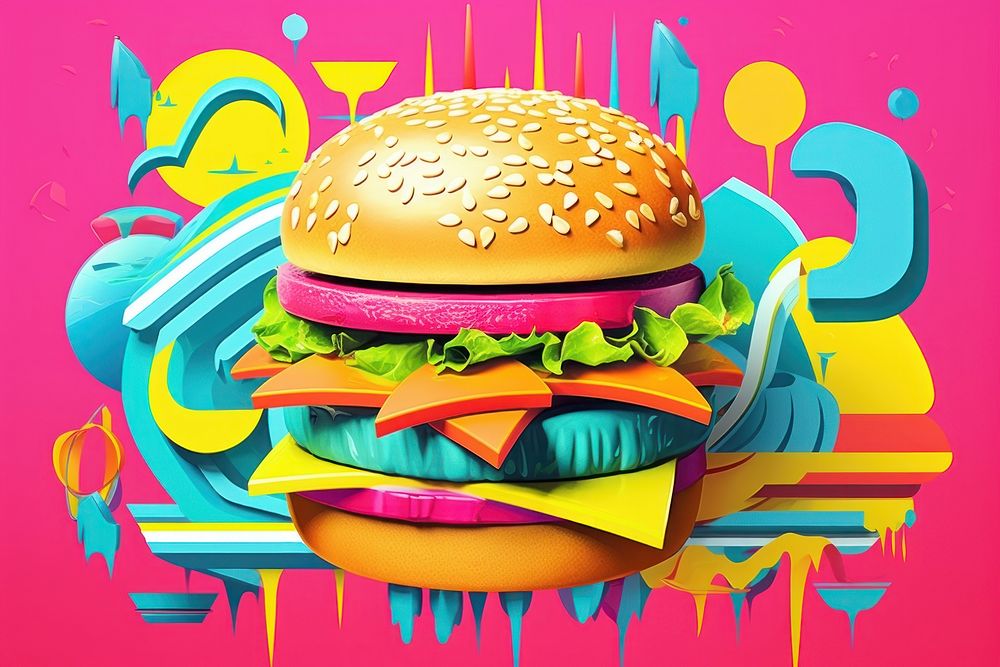 Hamburger food advertisement creativity. AI generated Image by rawpixel.