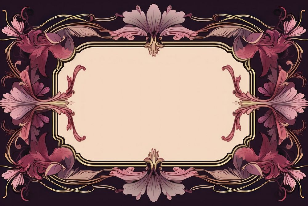Art nouveau elegant ornament frame backgrounds graphics pattern. AI generated Image by rawpixel.