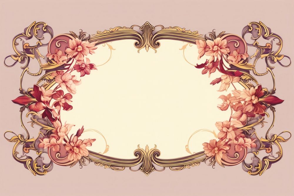 Art nouveau ornament frame backgrounds graphics pattern. AI generated Image by rawpixel.