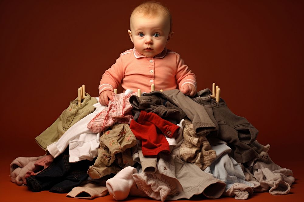 Baby clothe portrait laundry photo. AI generated Image by rawpixel.