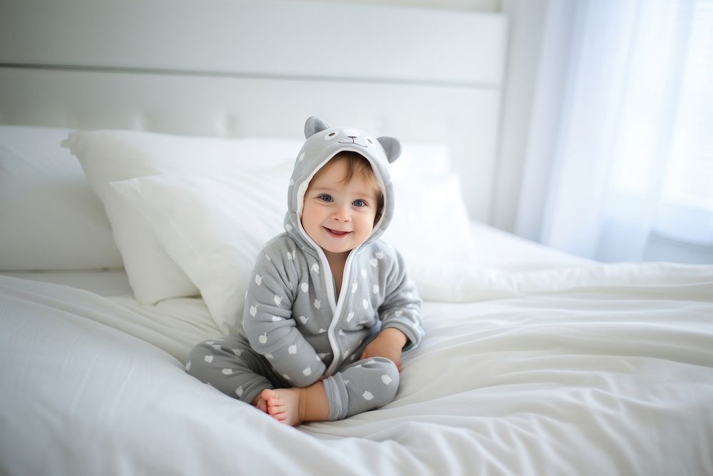 Baby pajamas portrait blanket photo. AI generated Image by rawpixel.