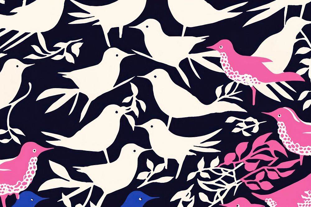 Birds pattern purple art backgrounds. AI generated Image by rawpixel.