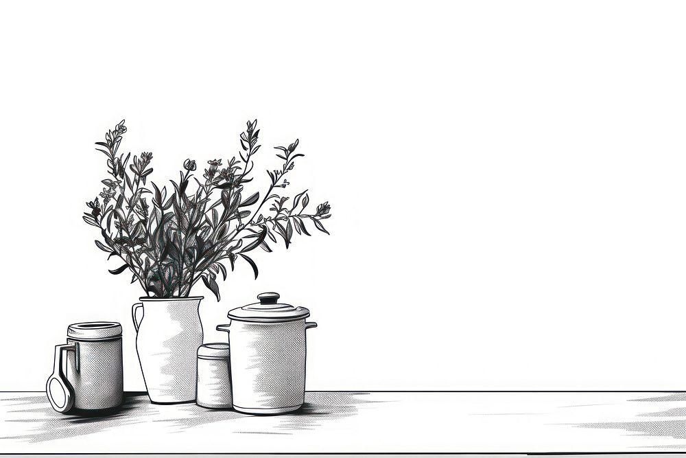 Kitchen room drawing plant white. AI generated Image by rawpixel.