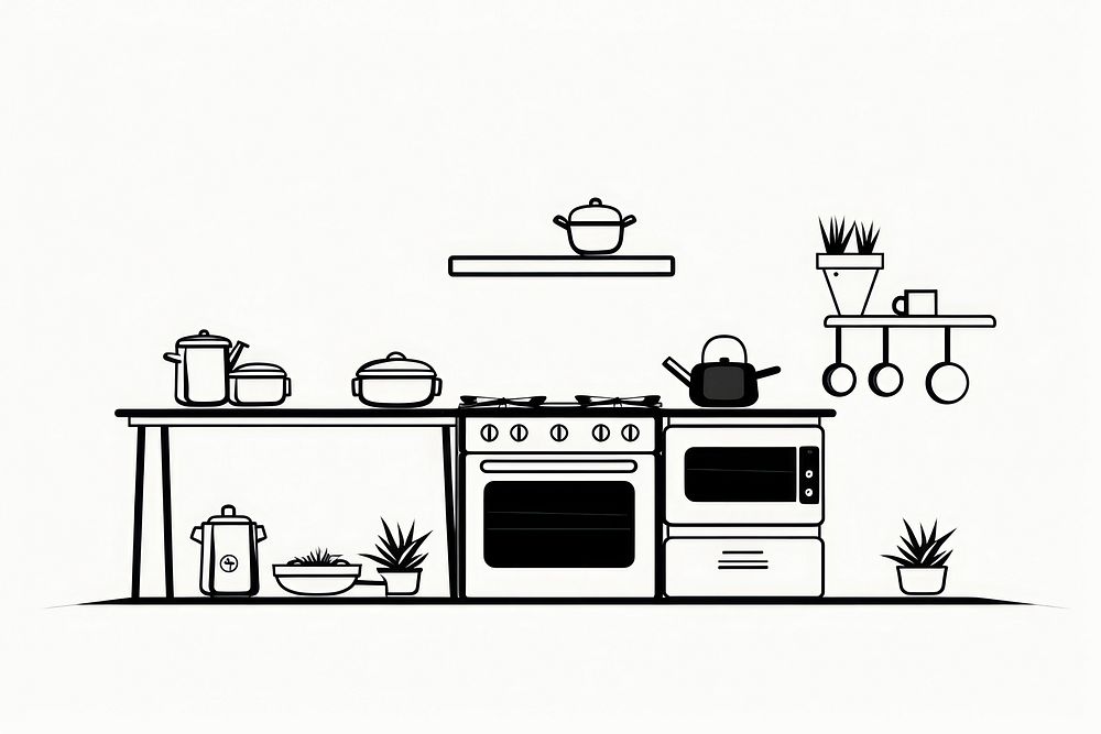Kitchen room appliance line countertop. AI generated Image by rawpixel.