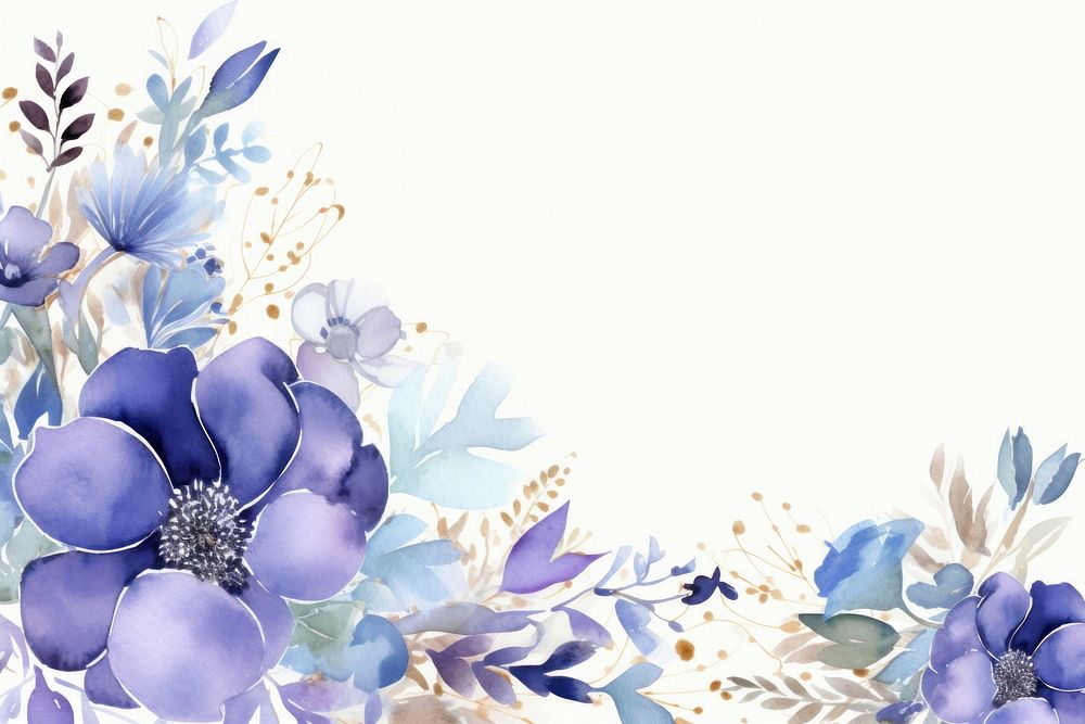 Blue floral pattern flower purple. AI generated Image by rawpixel.