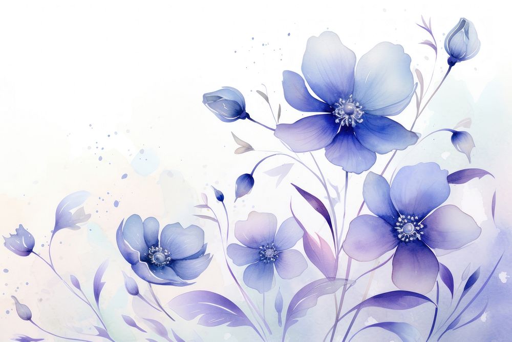 Blue flowers pattern purple plant. AI generated Image by rawpixel.