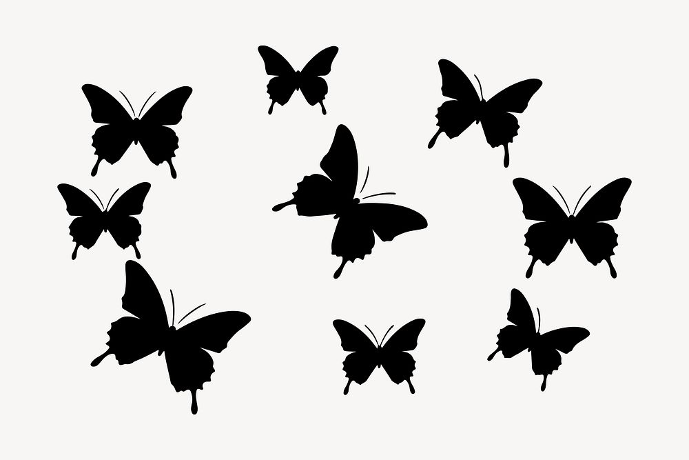 Butterflies flying silhouette butterfly animal.