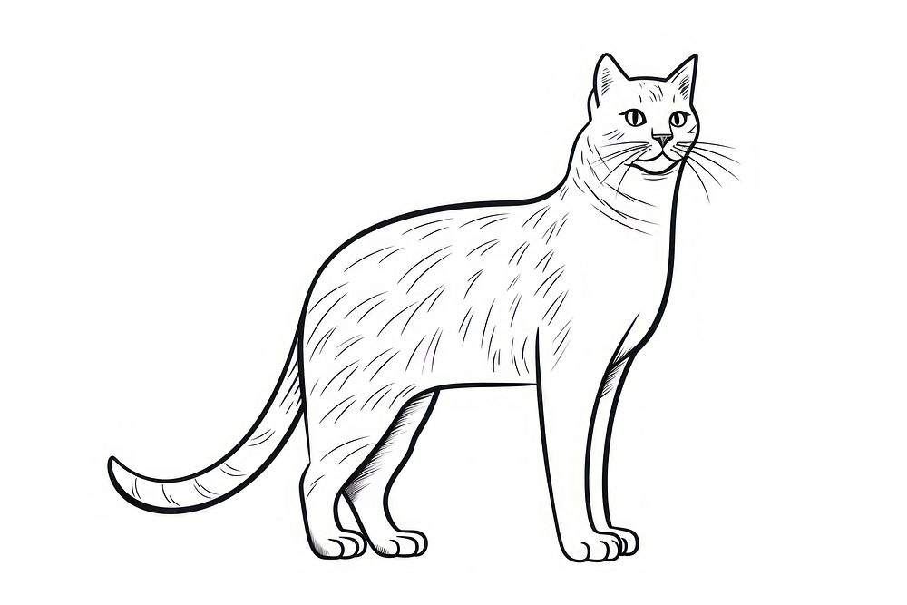 Cat sketch drawing animal. AI generated Image by rawpixel.