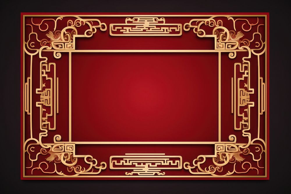 Chinese ornament frame graphic backgrounds gold red. AI generated Image by rawpixel.