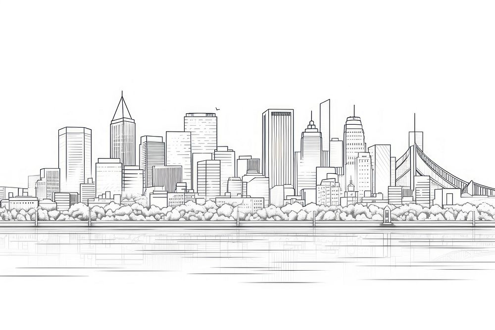 Cityscape sketch drawing line. AI generated Image by rawpixel.