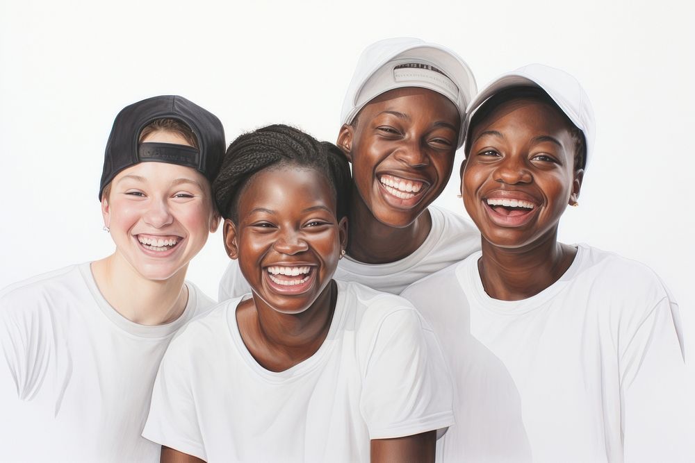 Five black people smile laughing | Free Photo Illustration - rawpixel