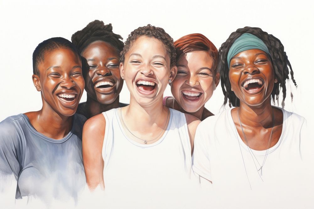 Five black people smile laughing | Premium Photo Illustration - rawpixel