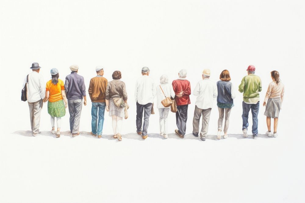 People walking white background togetherness. AI generated Image by rawpixel.