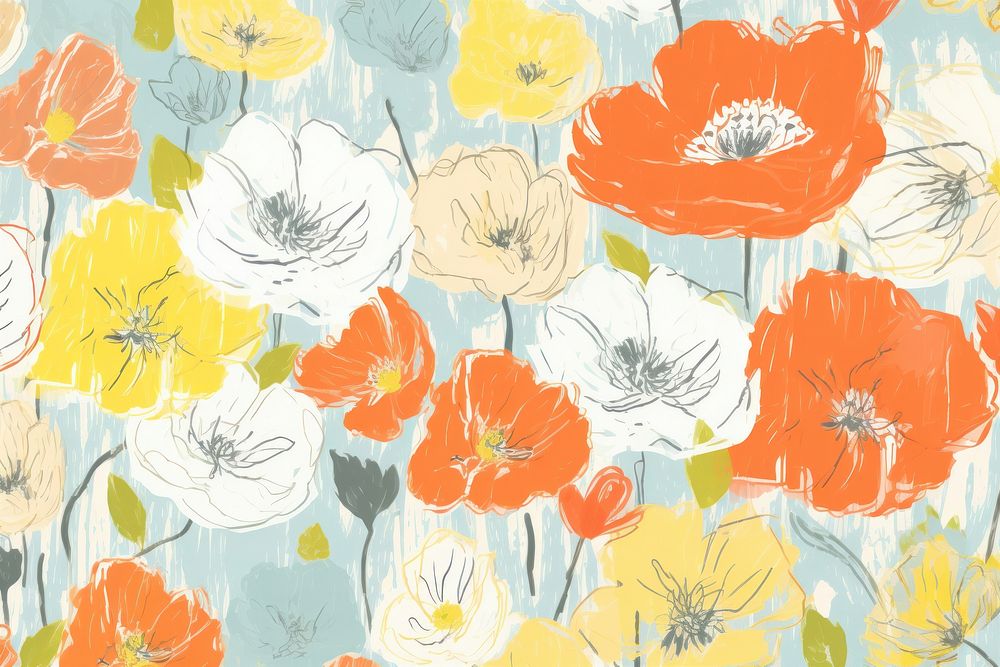 Flower backgrond backgrounds painting pattern. AI generated Image by rawpixel.