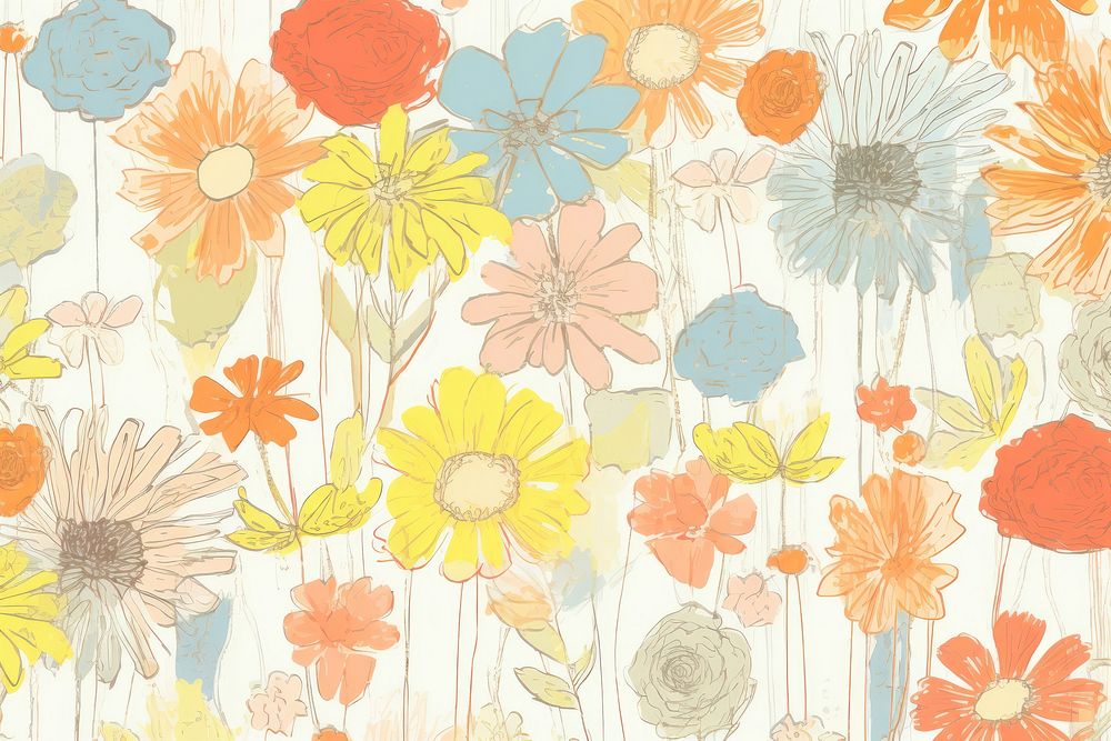 Flower backgrond backgrounds pattern sketch. AI generated Image by rawpixel.
