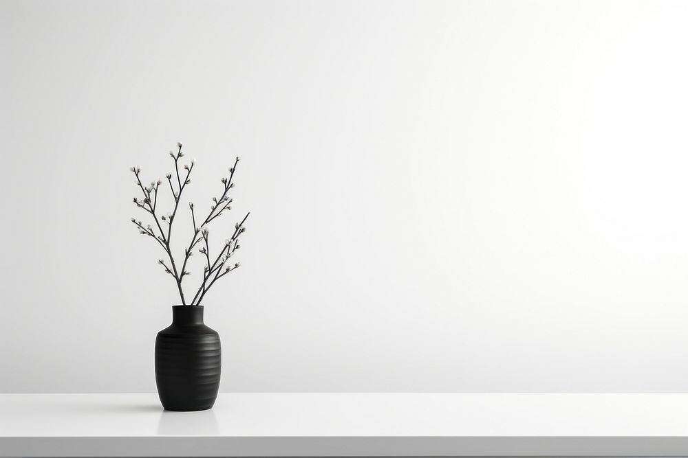 Black table top flower plant white. AI generated Image by rawpixel.