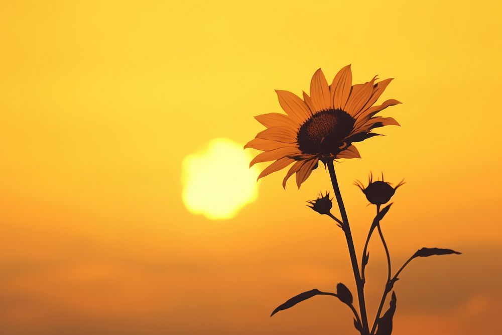 Silhouette sunflower outdoors nature. AI generated Image by rawpixel.